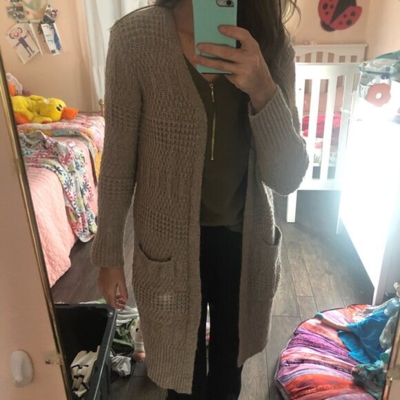 Universal Thread Taupe Long Chunky Open-Front Cardigan sz M EUC - Picture 12 of 12